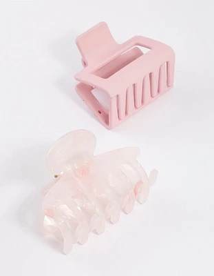 Pink Square Curved Hair Claw Pack