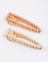 Pearl Beaded Snap Hair Clips Pack