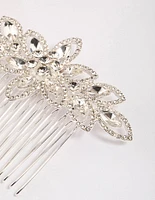 Silver Halo Flower Hair Comb