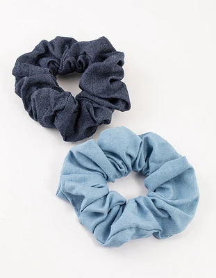 Fabric Blue Denim Hair Scrunchie Pack