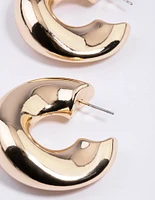 Gold Organic Thick Hoop Earrings