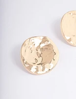 Gold Shiny Flat Disc Stud Earrings
