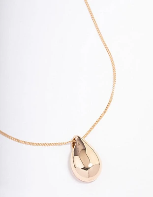 Gold Mini Pear Drop Pendant Necklace