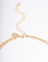 Gold Triple Layered Pearl Pendant Necklace