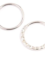 Surgical Steel Cubic Zirconia Textured Nose Ring Pack