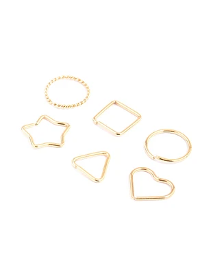 Gold Plated Surgical Steel Geometric Nose Ring 6-Pack