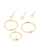 Gold Plated Surgical Steel Bone & Ball Nose Ring 6-Pack