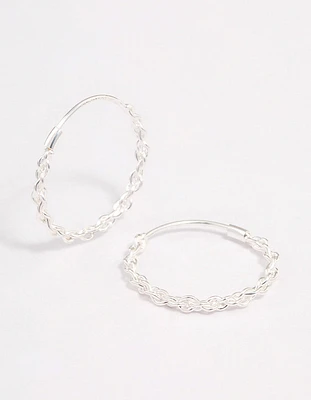 Sterling Silver Chain Hoop Earrings