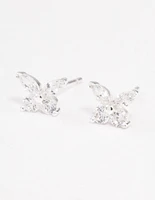 Sterling Silver Cubic Zirconia Butterfly Stud Earrings