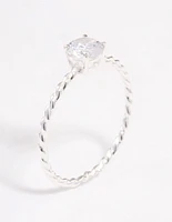 Sterling Silver Cubic Zirconia Twisted Engagement Ring
