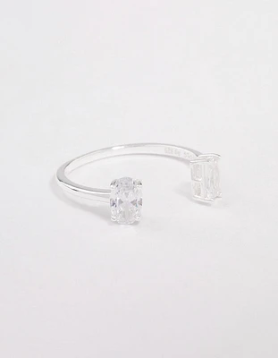 Sterling Silver Double Statement Cubic Zirconia Ring