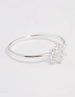 Sterling Silver Cubic Zirconia Daisy Flower Ring