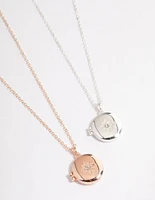 Mixed Metal Star Diamante Locket Necklace Pack