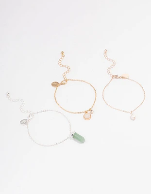 Mixed Semi-Precious Stone & Freshwater Pearl Bracelet Pack