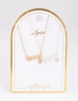 Mixed Metal Love Script Necklace Pack