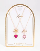 Mixed Metal Heart & Bow Necklace Pack