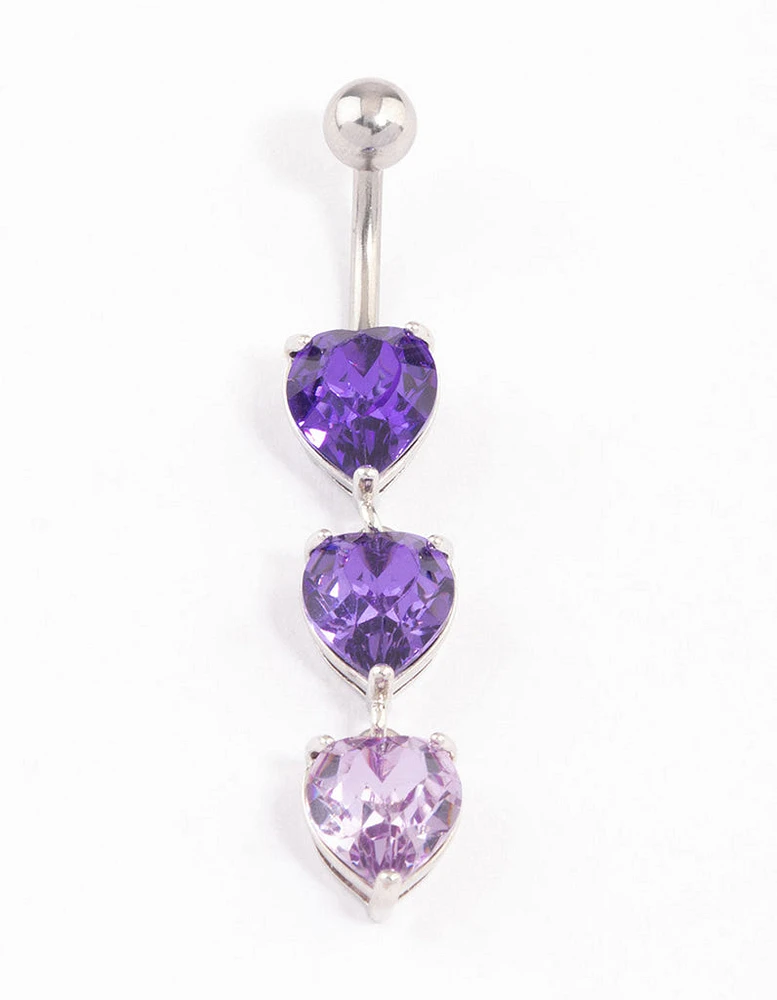 Surgical Steel Graduating Heart Ombre Belly Ring