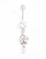 Surgical Steel Navette Cubic Zirconia Drop Belly Ring