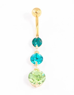 Gold Plated Surgical Steel Graduating Crystal Ombre Belly Ring