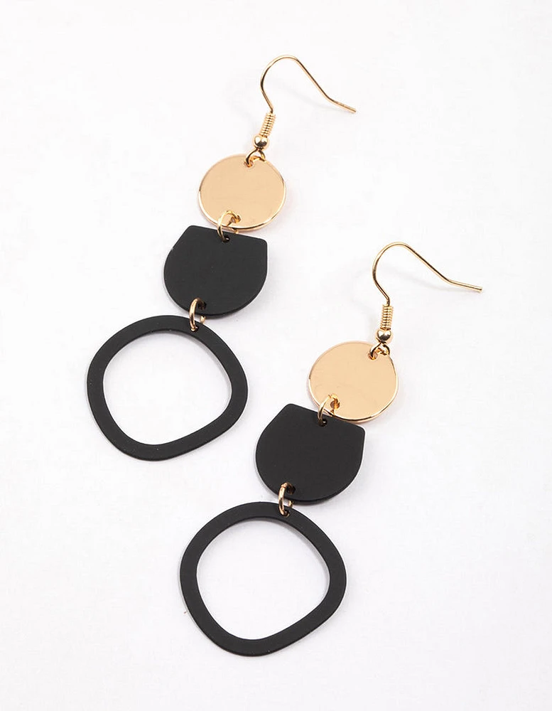 Gold Graduating Mixed Disc Drop Earrings