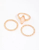 Gold Marquise Opal Twisted Ring Pack