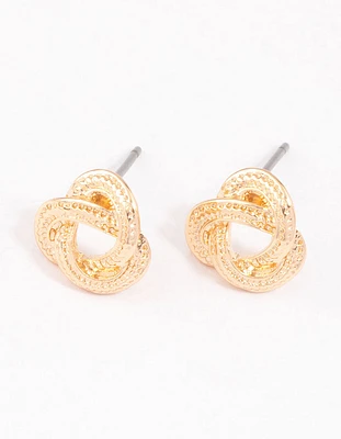 Gold Rope Knotted Stud Earrings