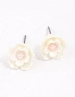 Pearlised Flower Stud Earrings