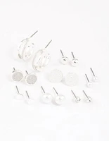 Silver Glitter Paper Mixed Earrings 8-Pack