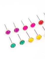 Gold Mini Dome Stud Earrings 8-Pack