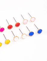 Gold Mini Dome Stud Earrings 8-Pack