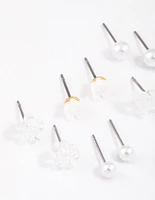 Gold Garden Mixed Stud Earrings 8-Pack