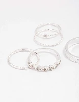 Silver Dainty Clover Ring Pack