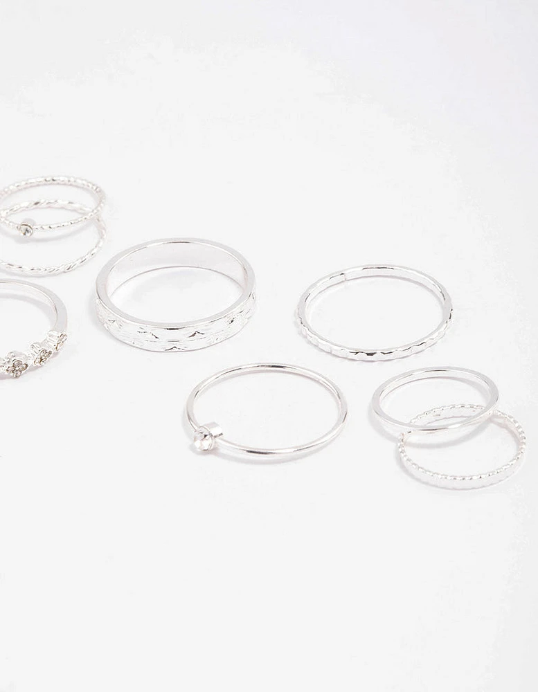 Silver Dainty Clover Ring Pack