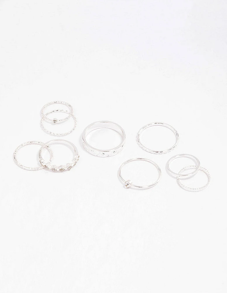 Silver Dainty Clover Ring Pack