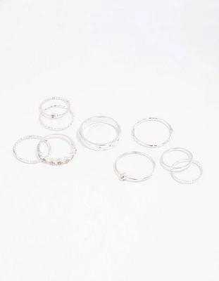 Silver Dainty Clover Ring Pack