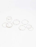 Silver Dainty Clover Ring Pack