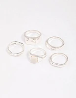 Silver Organic Signet Ring Pack