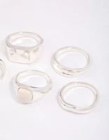 Silver Organic Signet Ring Pack