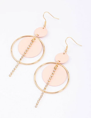 Blush Open Disc Cupchain Drop Earrings