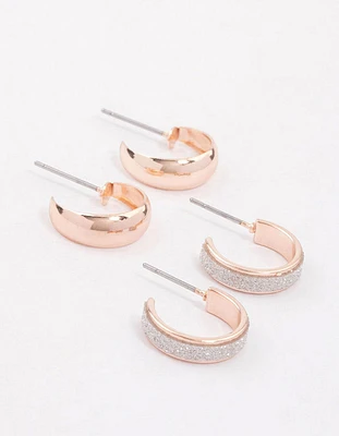 Rose Gold Glitter Pearl Earring Pack
