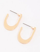Gold Angled Classic Hoop Earrings