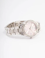 Silver Diamante Bezel & Roman Numeral Watch