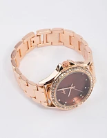 Rose Gold Plated Diamante Watch