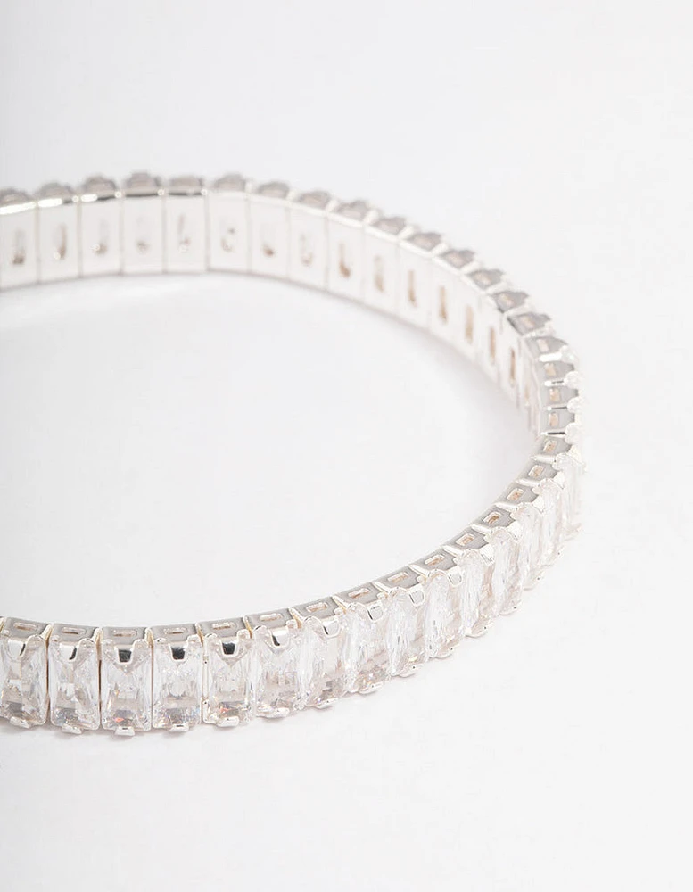 Silver Plated Stretch Baguette Bracelet