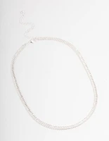 Silver Plated Cubic Zirconia Baguette Cupchain Necklace