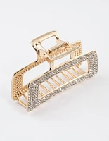 Gold Dazzling Rectangle Hair Claw Clip