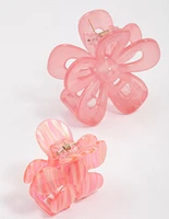 Pink Retro Flower Hair Claw Clip