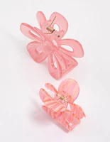 Pink Retro Flower Hair Claw Clip