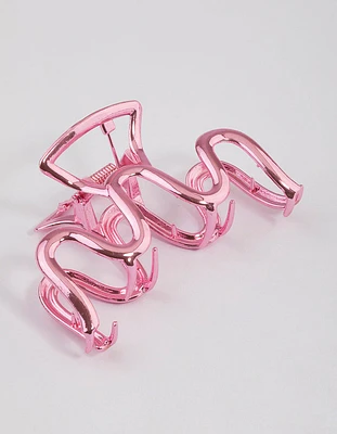 Coated Pink Metallic Swirl Hair Claw Clip