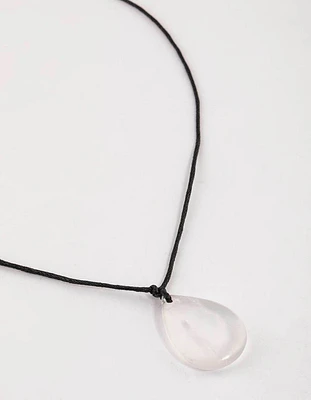 Fabric Clear Quartz Teardrop Collar Necklace